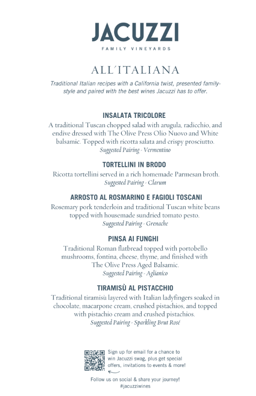 Jacuzzi AllItaliana FallMenu (5.5 x 8.5 in)