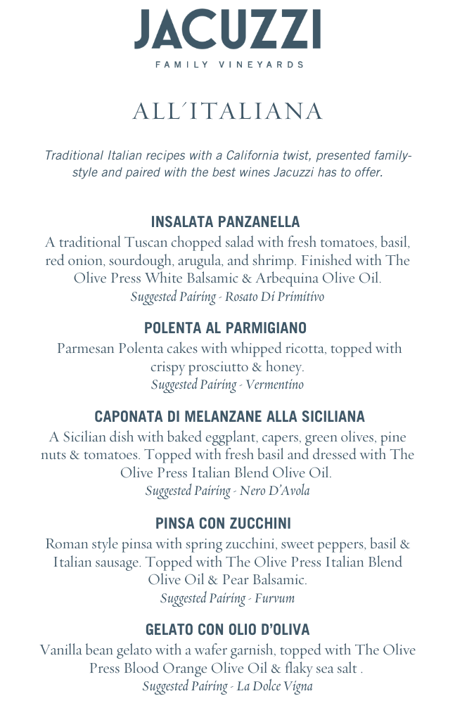 Copy Jacuzzi AllItaliana Spring Menu (5.5 x 8.5 in)-1